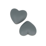 Perles en silicone Cœur 2,9 x 1,9 x 1,2 cm - gris - 2 pcs