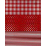 Feuille Décopatch - Pois et rayures rouge et blanc - 30 x 40 cm