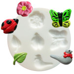 Moule en silicone thème nature - 5 formes - diam. 7 cm