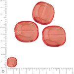Perles carrées plates en verre 16 x 16 mm - Rouge x 4 pces