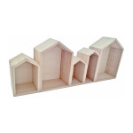 Etagère en bois bloc de 5 maisons 50,3 x 8 x 20 cm