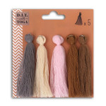 Pompons en coton avec anneau x 5 - 8 cm - Nude