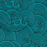 Papier Lokta Imprimé 50 x 75 cm Bleu motif Okinawa