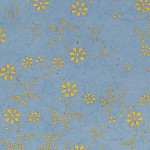 Papier Lokta Imprimé 50 x 75 cm Bleu gris motif Sybille or