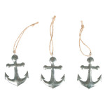 Ancre en métal avec cordon 4,3 x 5,2 cm - 3pcs