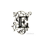Tampon bois - Alphabet arabesque E - 2,5 x 2,1 cm