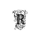 Tampon bois - Alphabet arabesque R - 2,4 x 1,7 cm